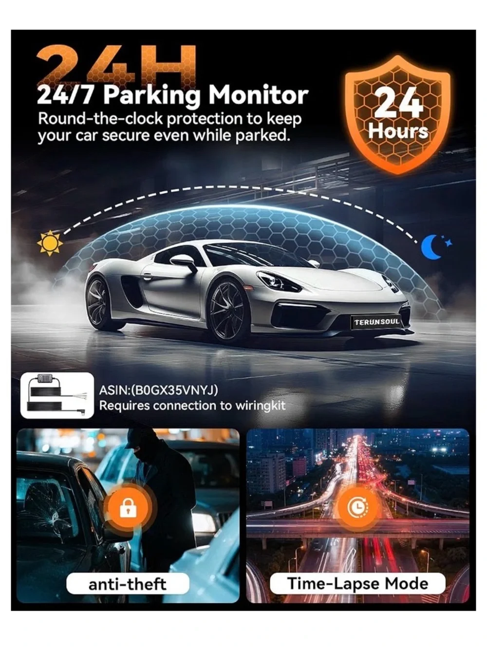 Dash Cam Front & Rear (Black) with 128GB